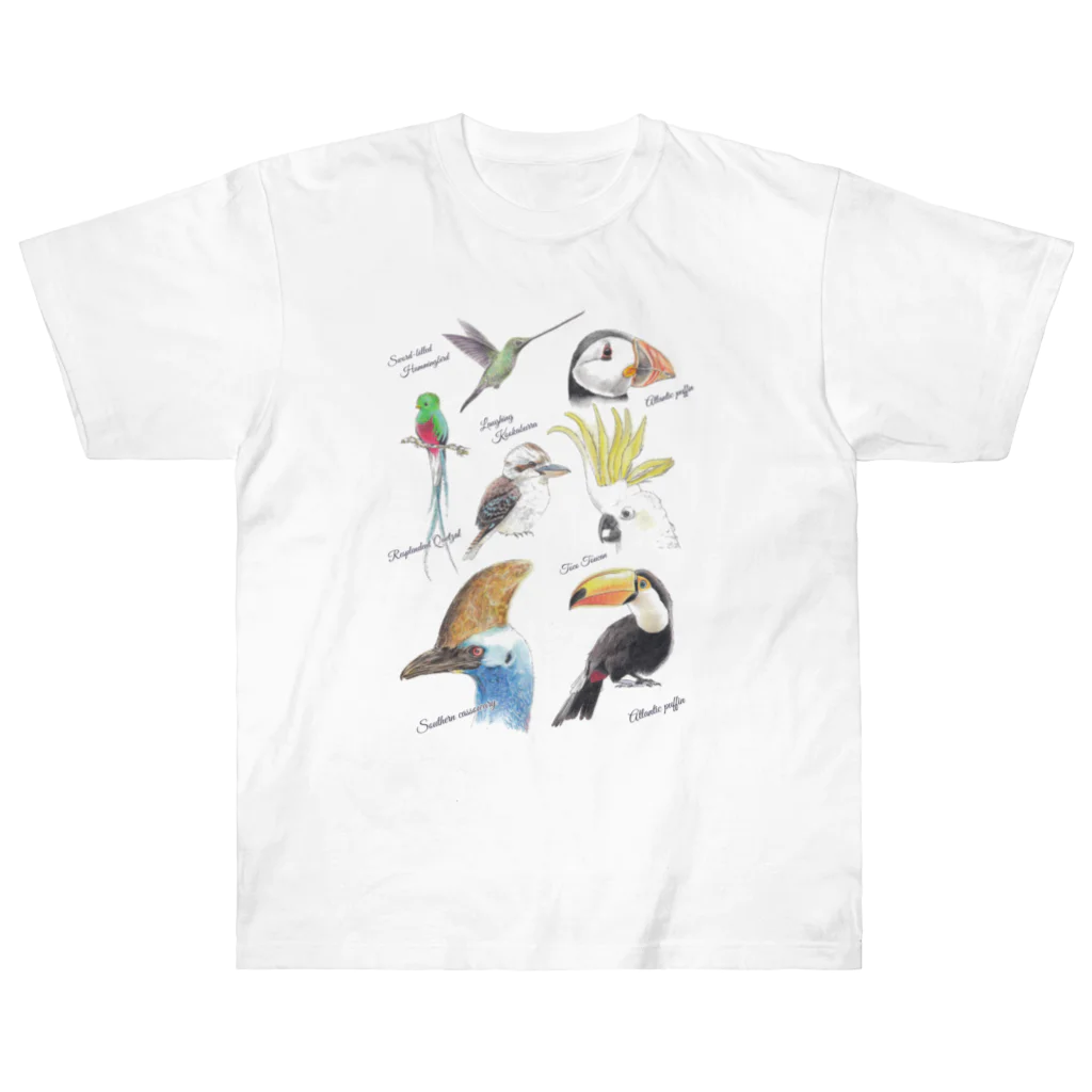 DOTEKKOの世界の鳥 （英名入り） ヘビーウェイトTシャツ