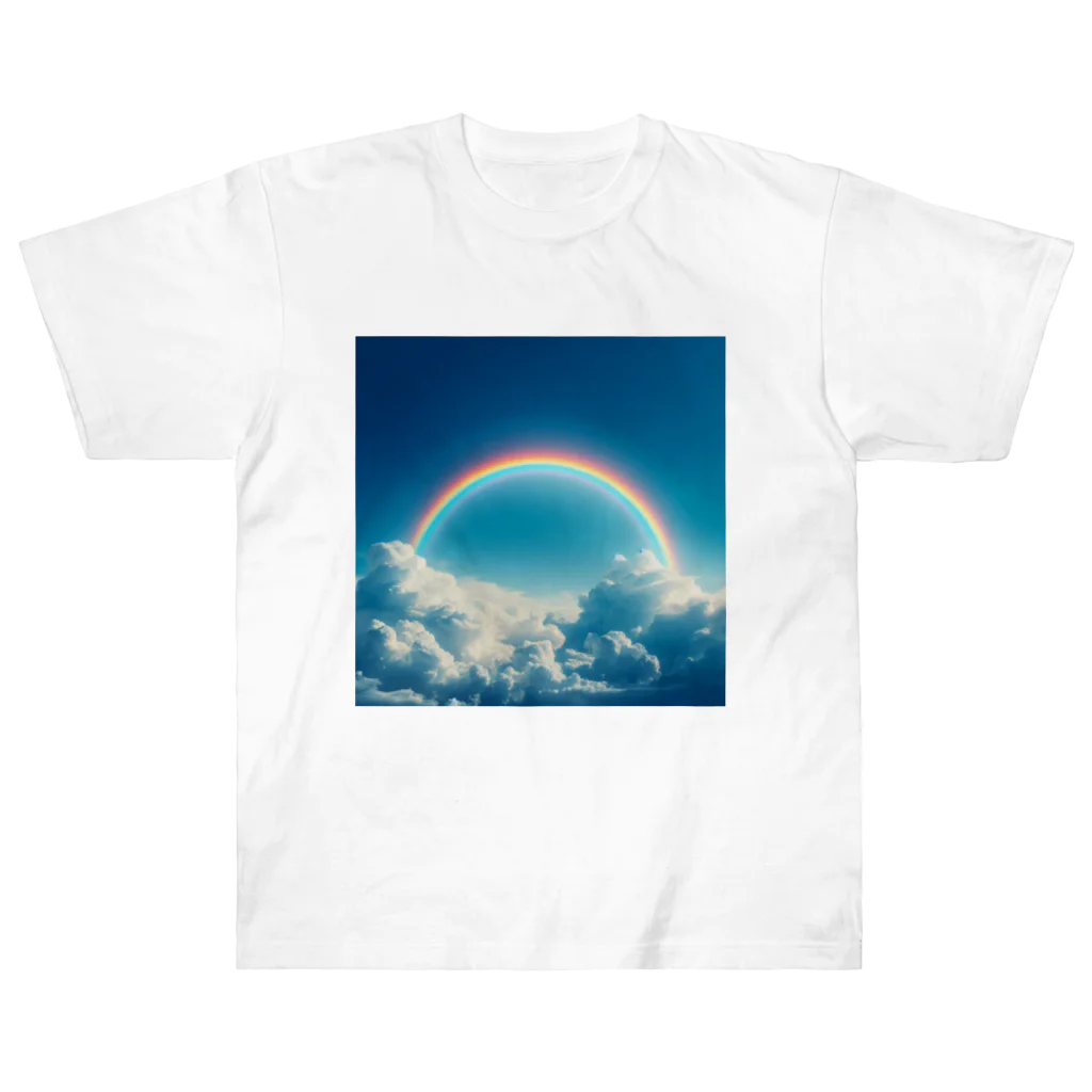 青と緑の青い空と虹 Heavyweight T-Shirt