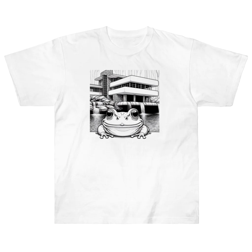 archifrogの落水荘風の建築物に佇むカエル Heavyweight T-Shirt