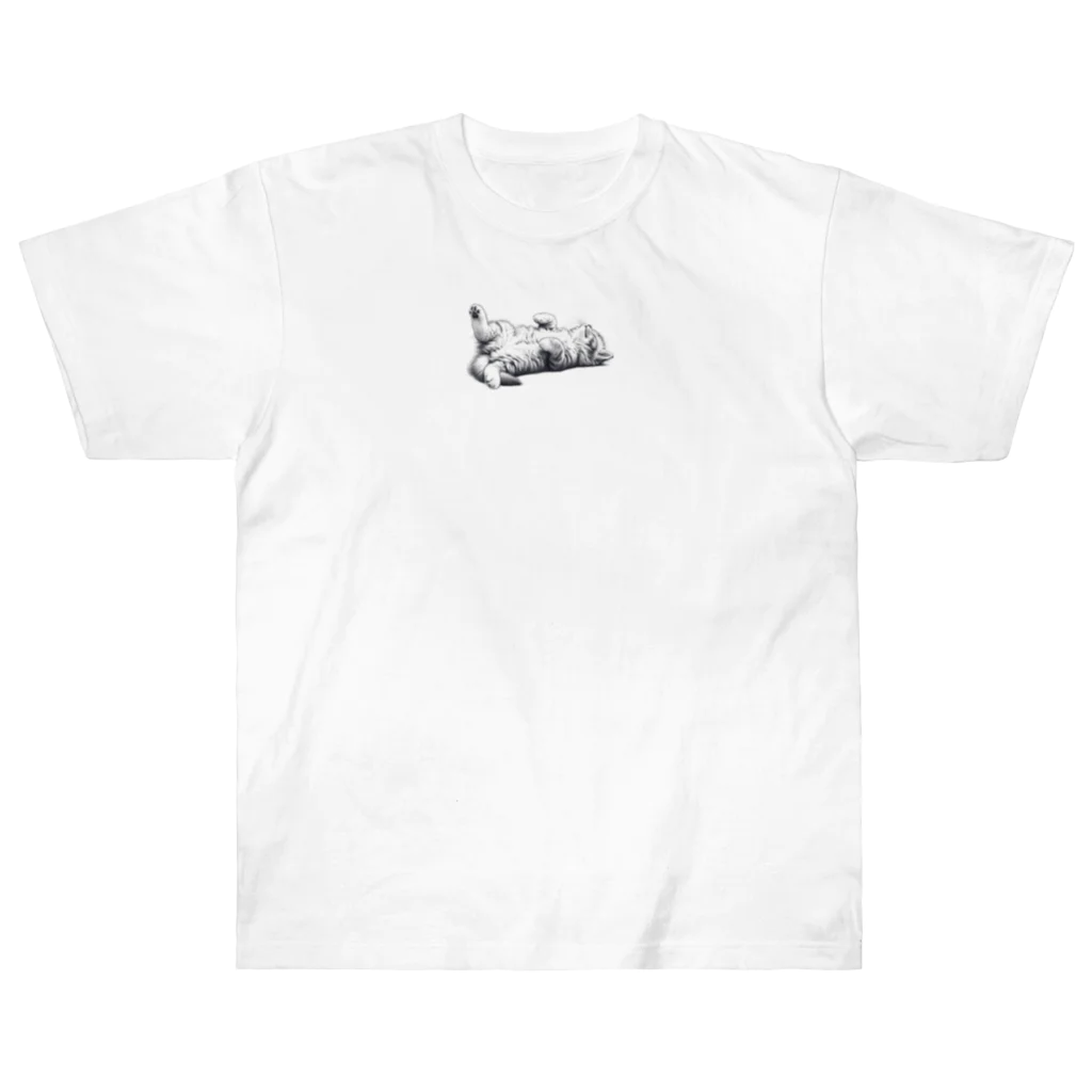 sansamのねこごろり/モノクロ Heavyweight T-Shirt