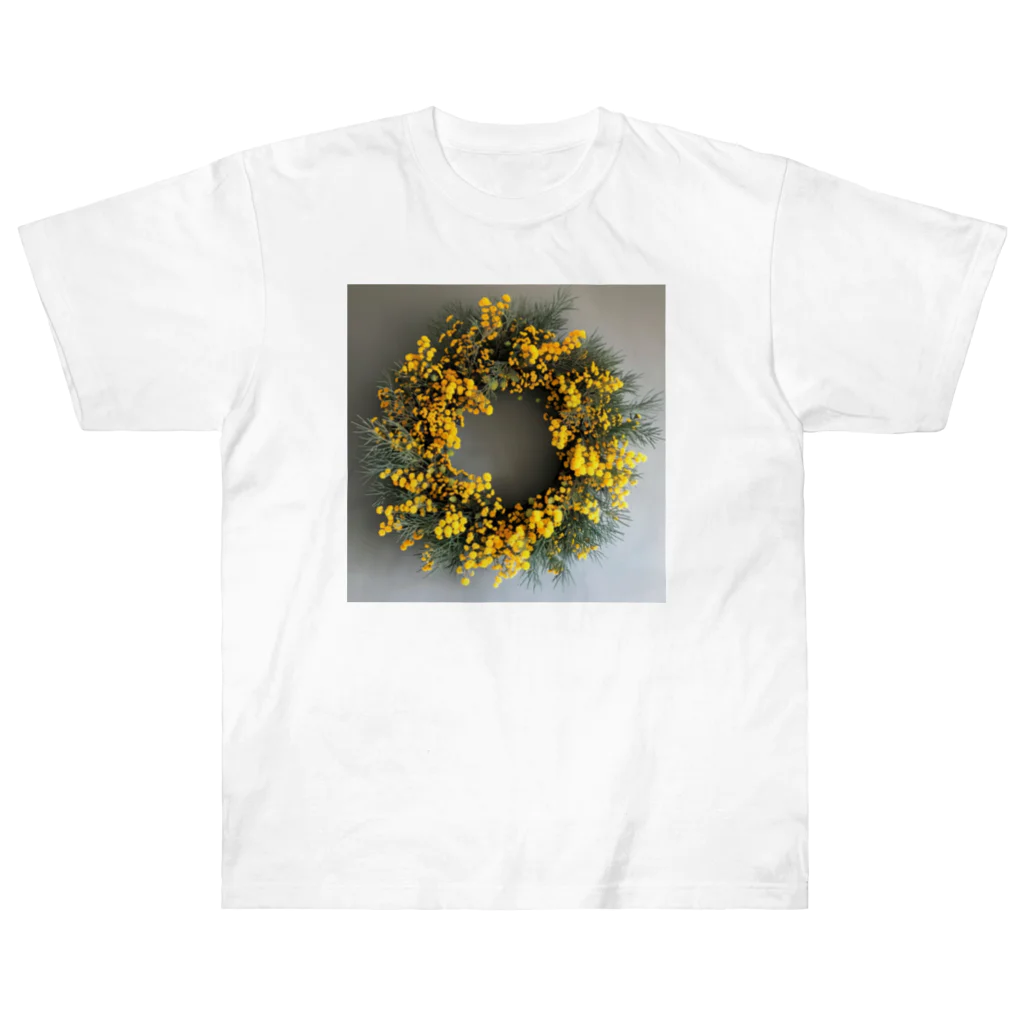 AQUAMETAVERSEのミモザの花をりース　なでしこ1478 Heavyweight T-Shirt