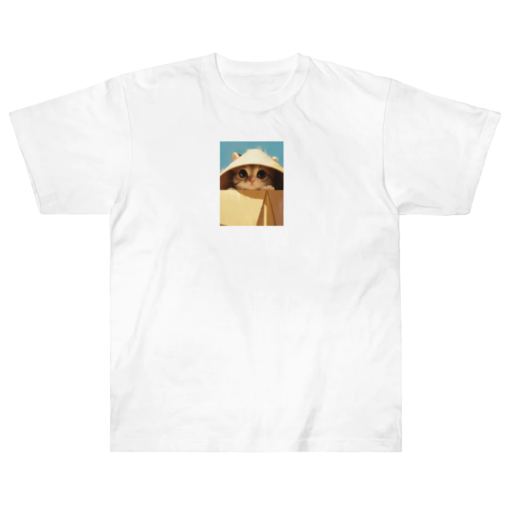 AQUAMETAVERSEの箱からのぞいている子猫　ラフルール　1859 Heavyweight T-Shirt