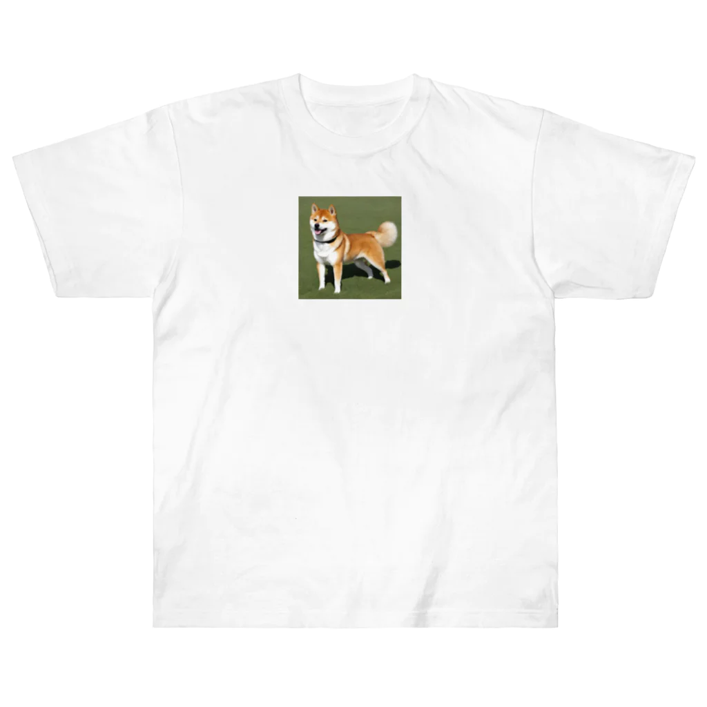 柴犬大好きマンのかわいい柴犬　赤毛 ヘビーウェイトTシャツ