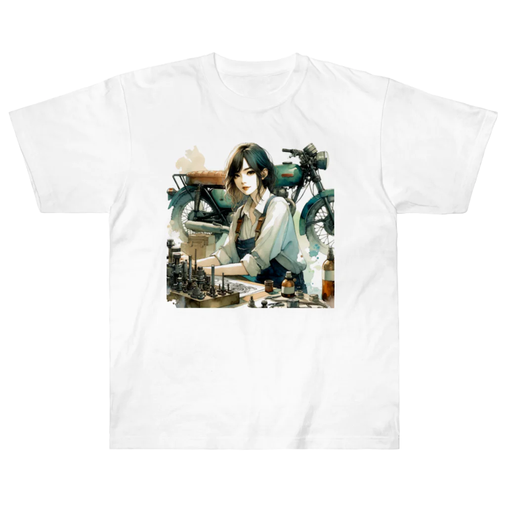 ヨーカズのバイク女子サキ Heavyweight T-Shirt