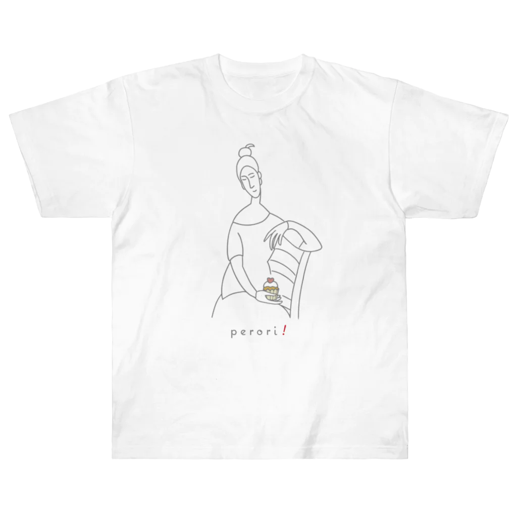 ビールとアート TM-3 Designの名画 × スイーツ（モディリアーニ） Heavyweight T-Shirt