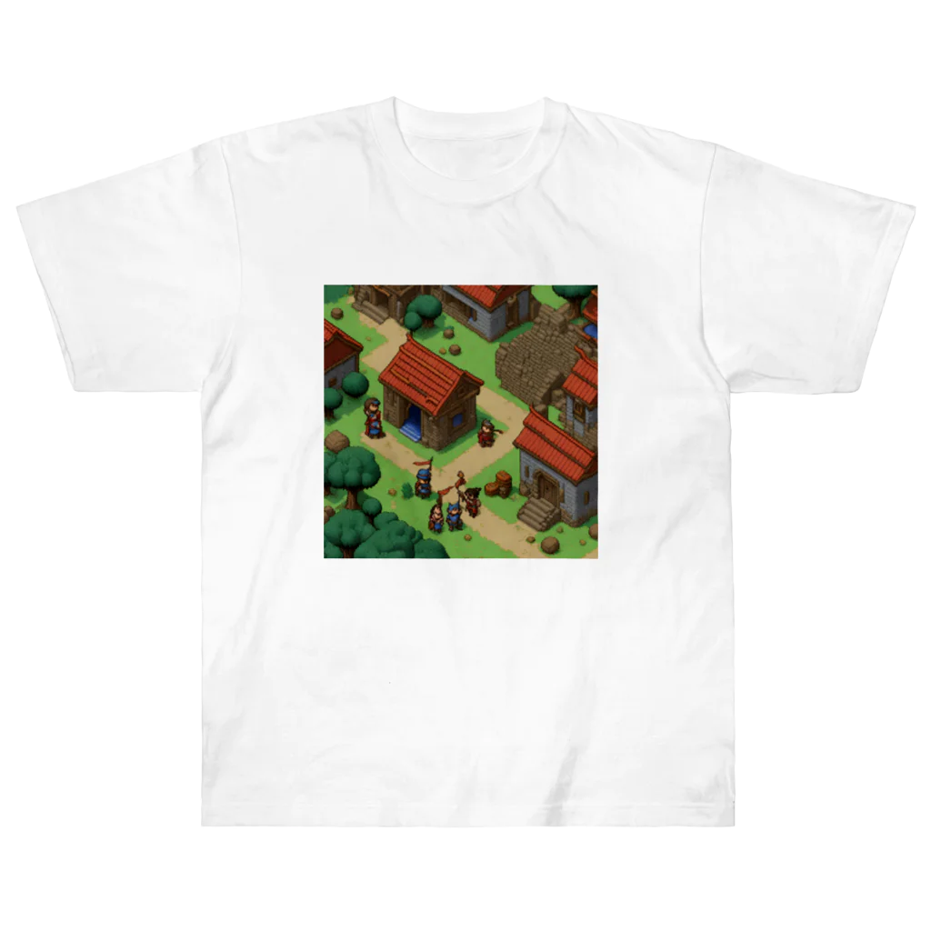 レトロゲームイラストのレトロゲードット絵ファミコン2 ヘビーウェイトTシャツ