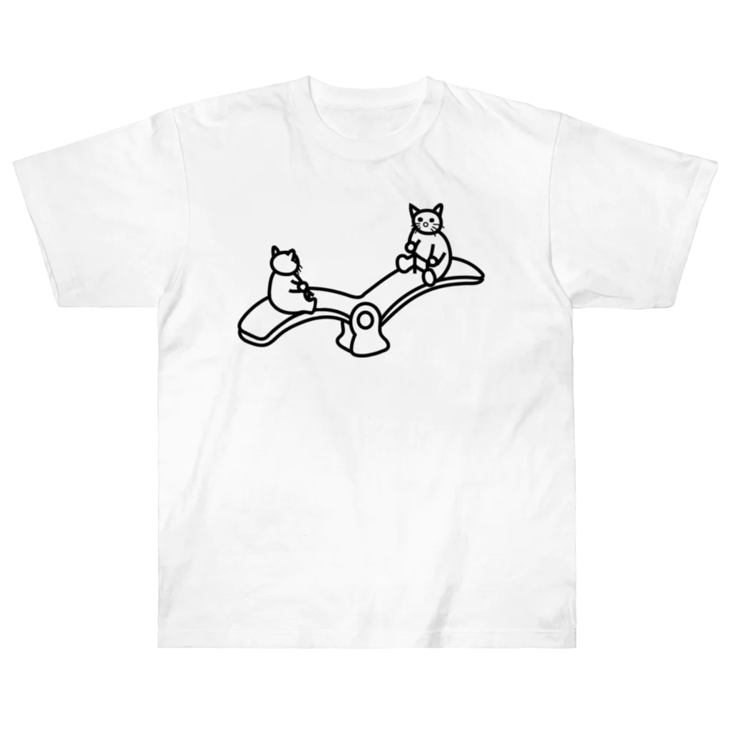 eugorameniwaの猫のシーソー ヘビーウェイトTシャツ