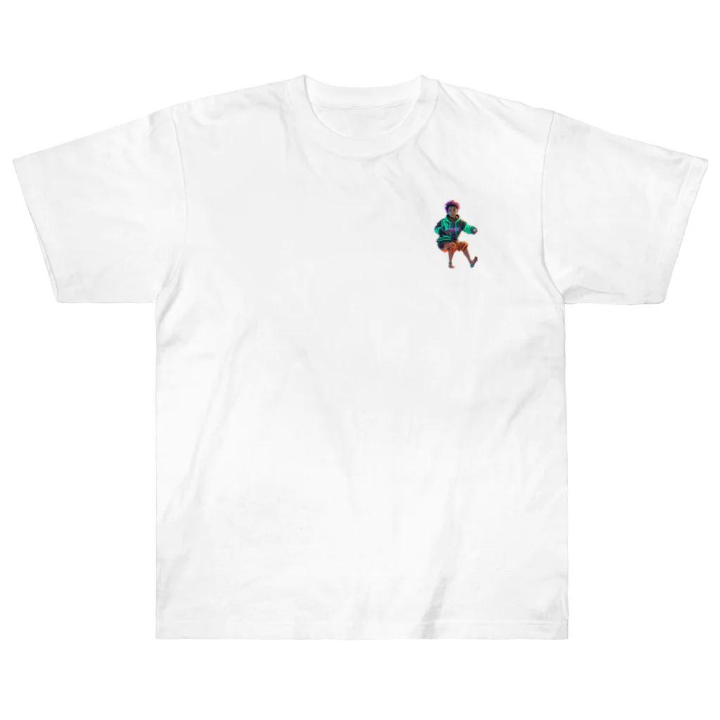 アフロな宇宙人のお店の空気に座る男 ヘビーウェイトTシャツ
