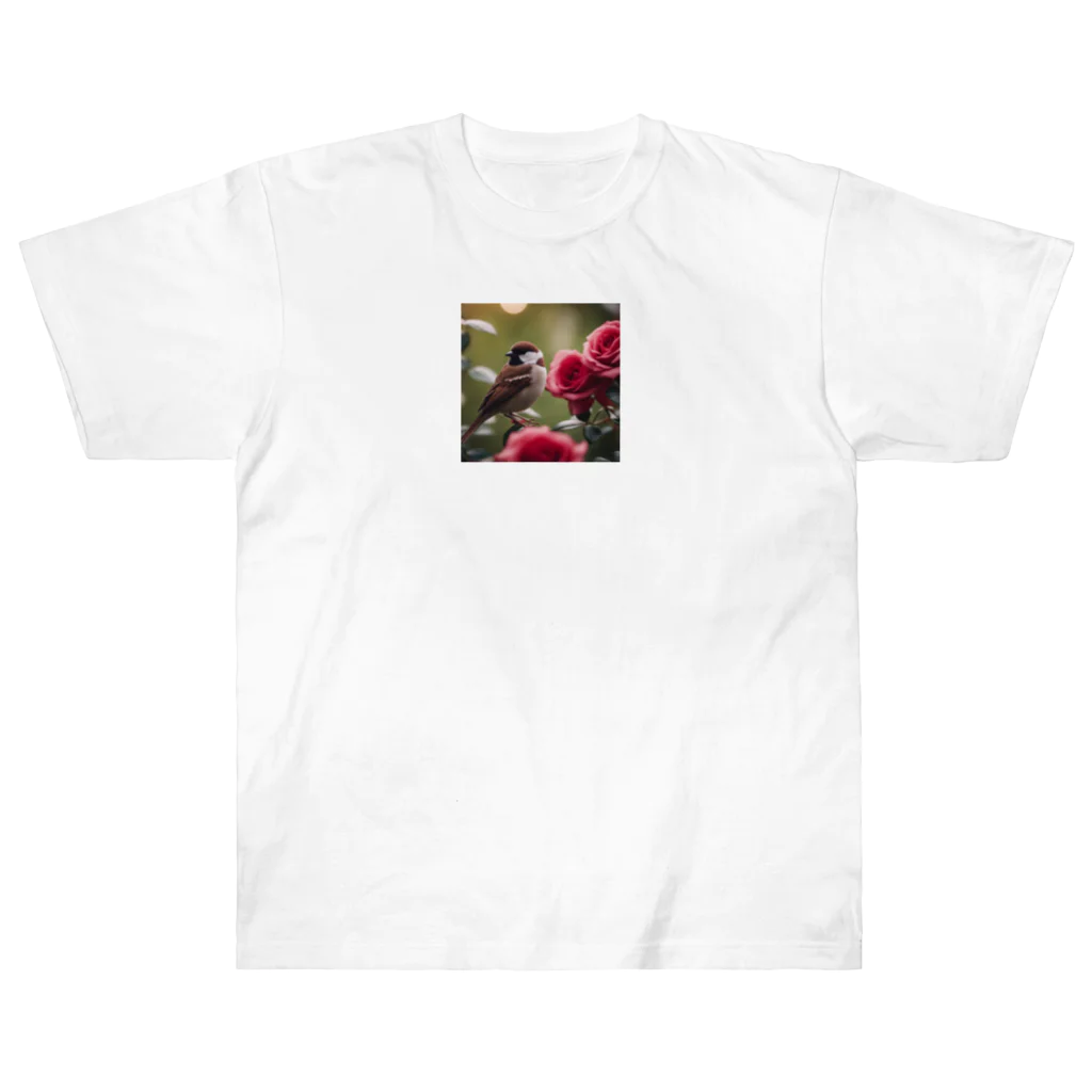 Sunbathingの赤いバラとキンクロハジロ Heavyweight T-Shirt