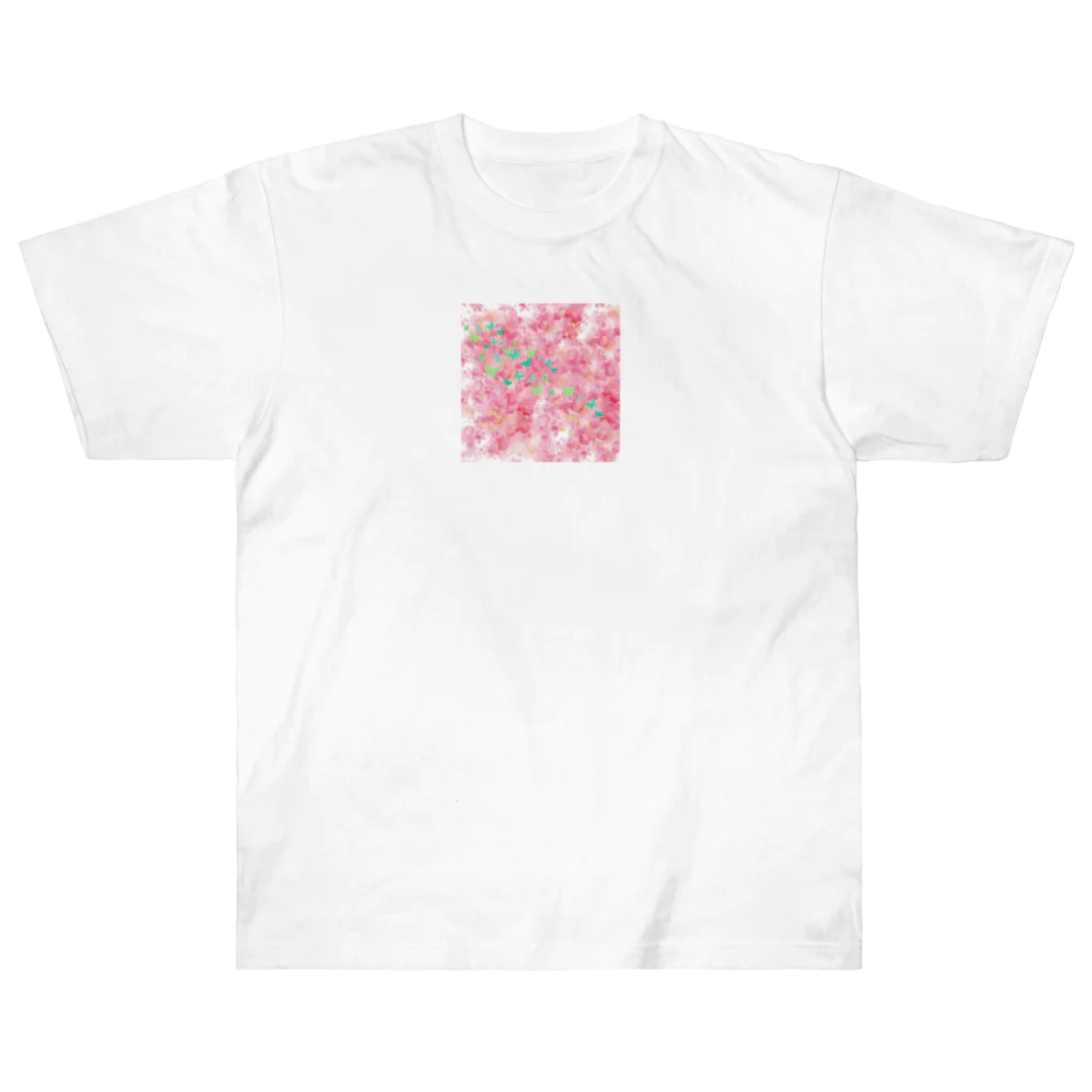 ペコりんショップのピンクフラワーバタフライ Heavyweight T-Shirt