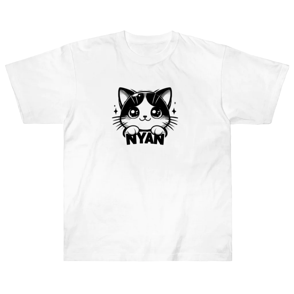 H_H-shopの猫のにゃん ヘビーウェイトTシャツ