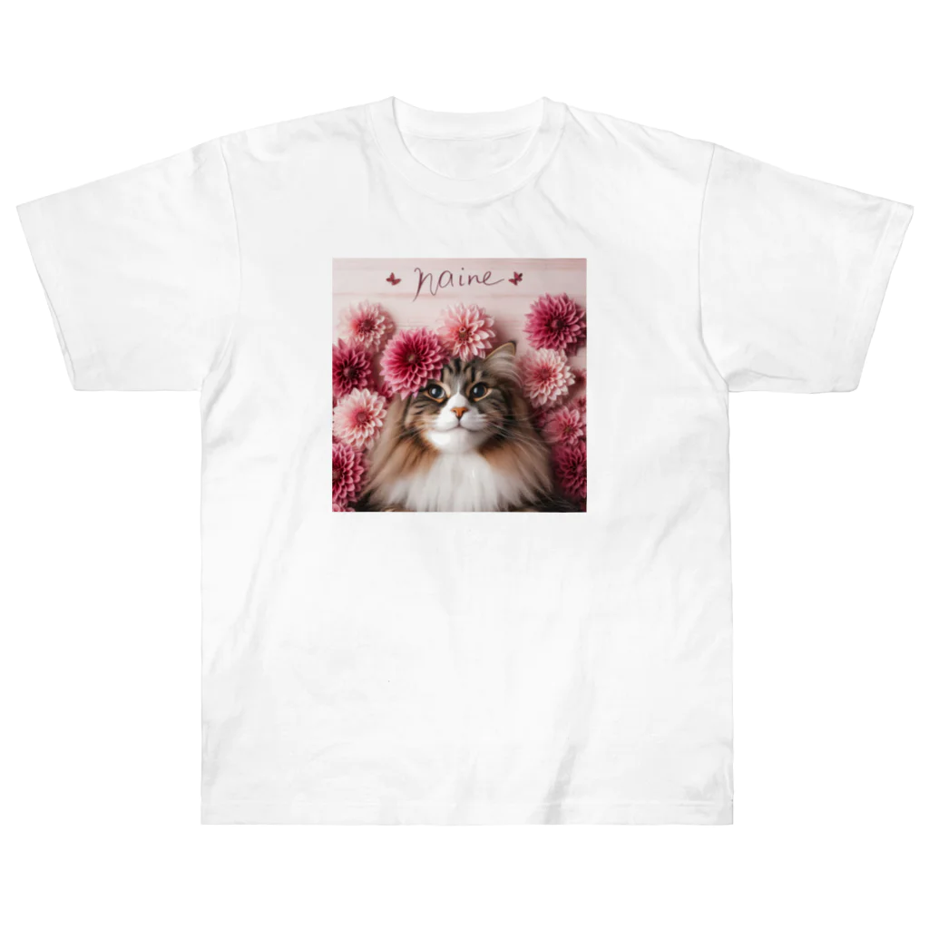 Y m @Y's shopの猫とダリア Heavyweight T-Shirt