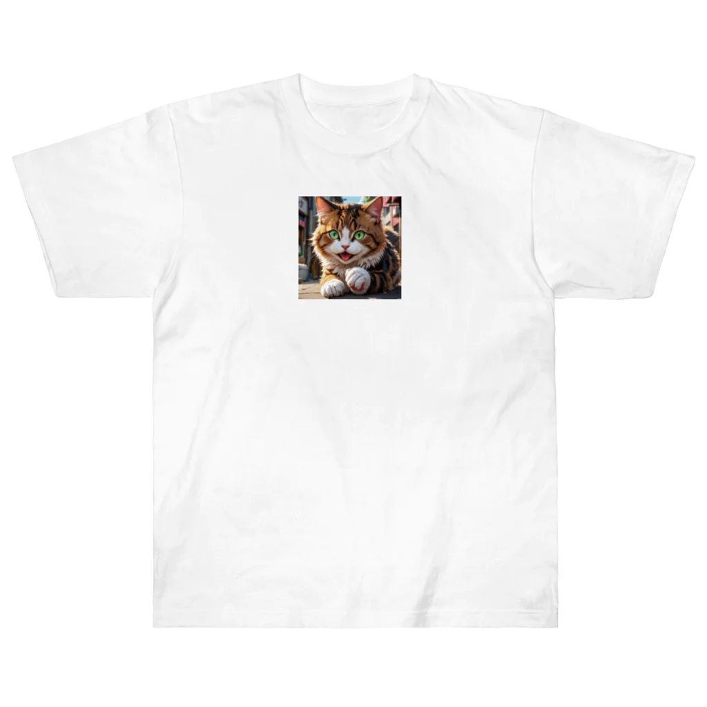 oz-chanの何かしようとしてる猫 ヘビーウェイトTシャツ