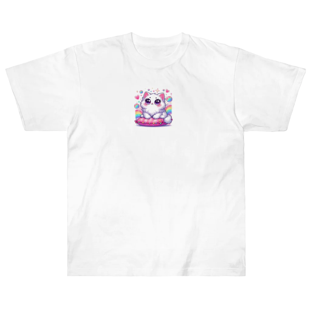 動物愛好家のねこちゃん ヘビーウェイトTシャツ