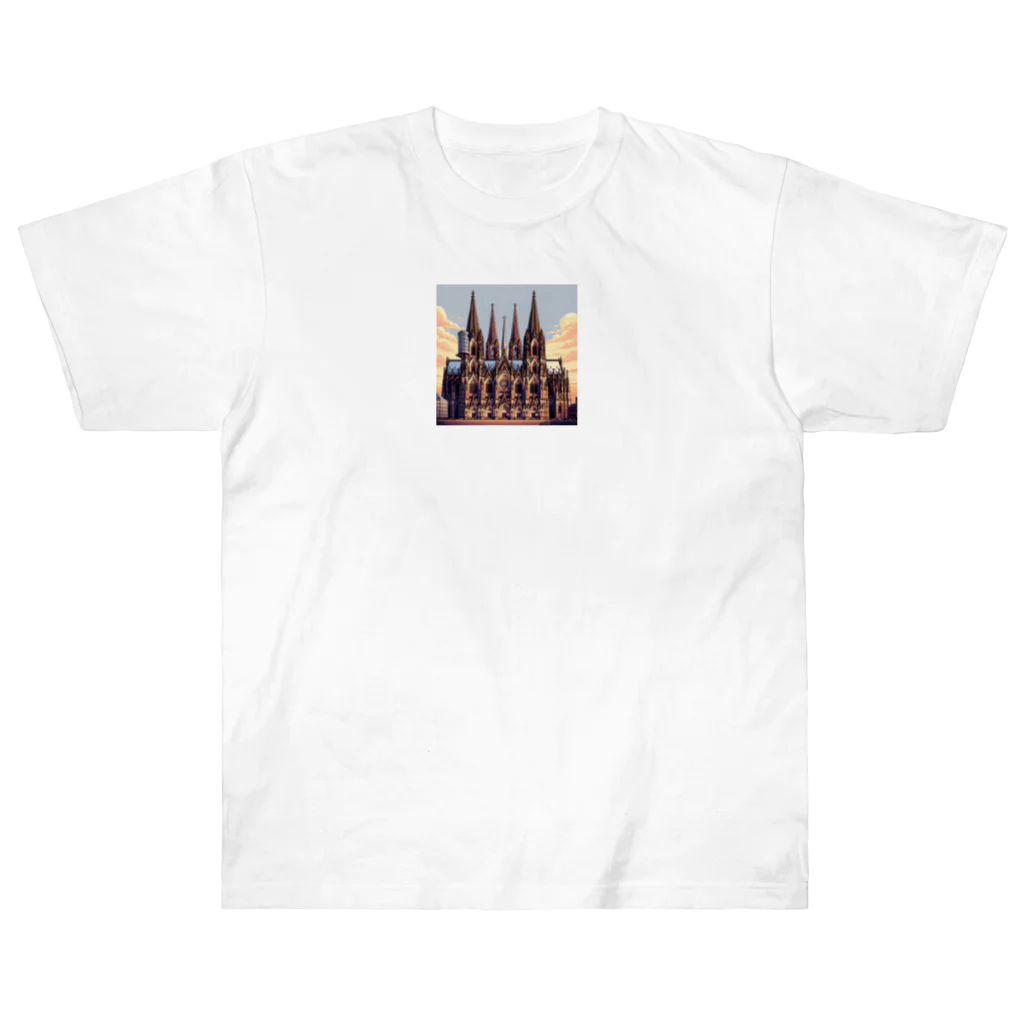 Pixel Art Goodsのケルン大聖堂（pixel art） Heavyweight T-Shirt