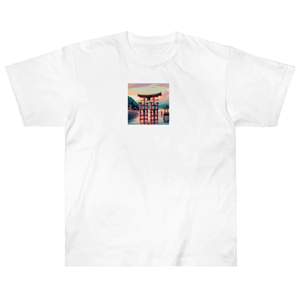 Pixel Art Goodsの厳島神社（pixel art） Heavyweight T-Shirt