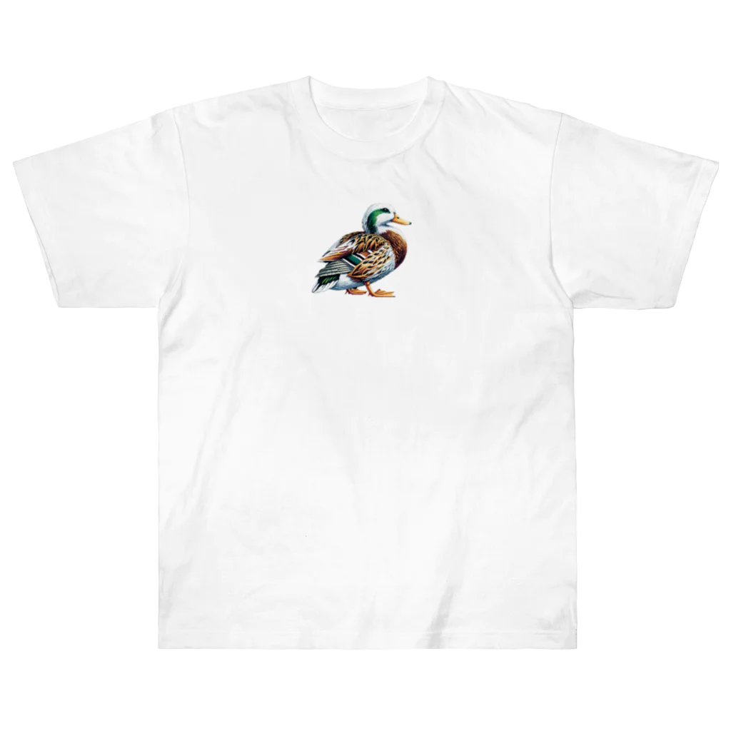 Pixel Art Goodsのカモ（pixel art） Heavyweight T-Shirt