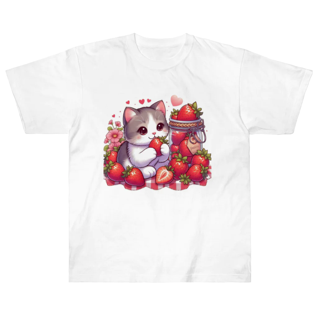 いちごと一緒🍓のいちごと猫シリーズ ヘビーウェイトTシャツ