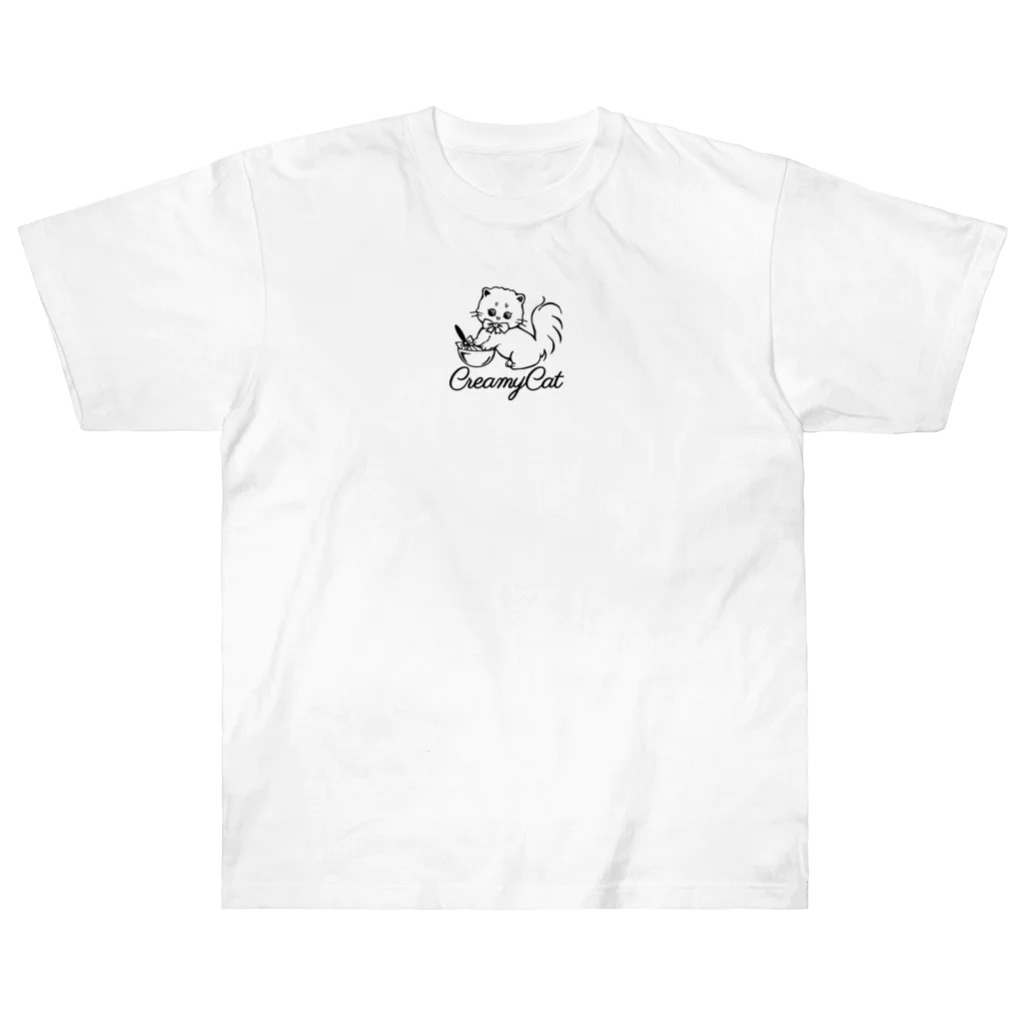 お砂糖と白い猫　creamy catのcreamy catの白猫ちゃん Heavyweight T-Shirt