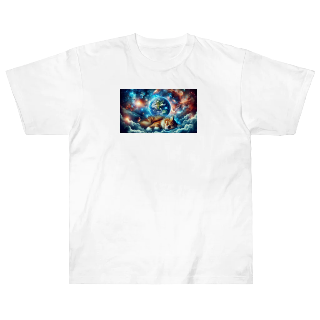 space catの夢見る猫 Heavyweight T-Shirt