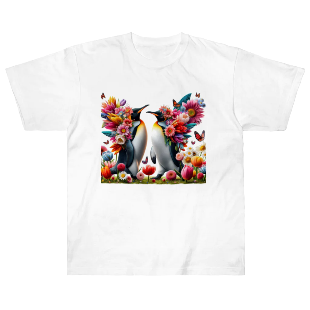 zenjoyのフラワーペンギン Heavyweight T-Shirt
