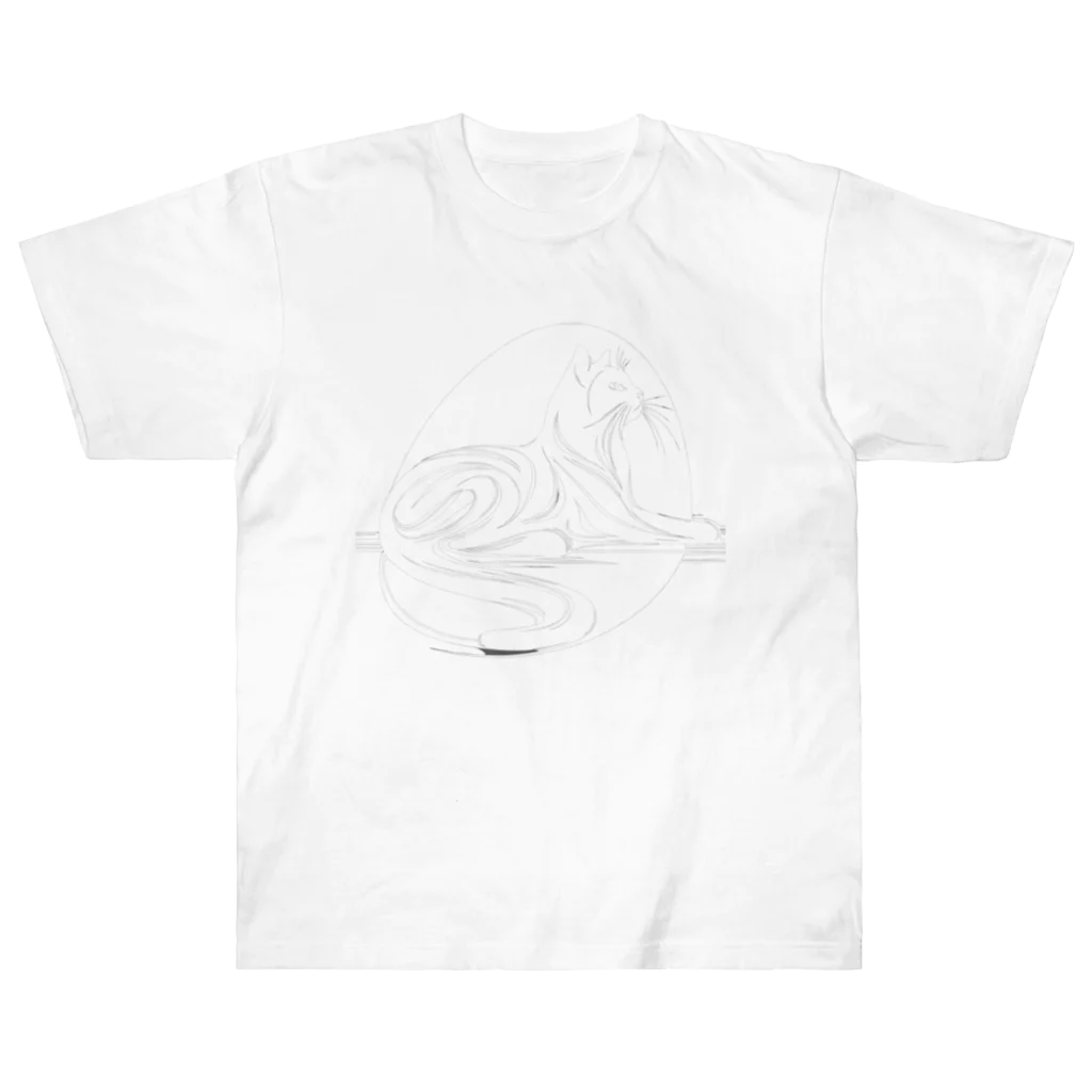 GoodTechのモダンアート風アブストラクト猫デザインポスター ヘビーウェイトTシャツ