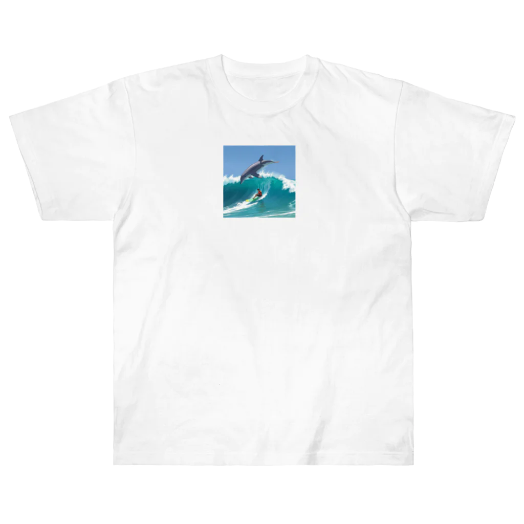 ganeshaのイルカと一緒にサーフィン Heavyweight T-Shirt