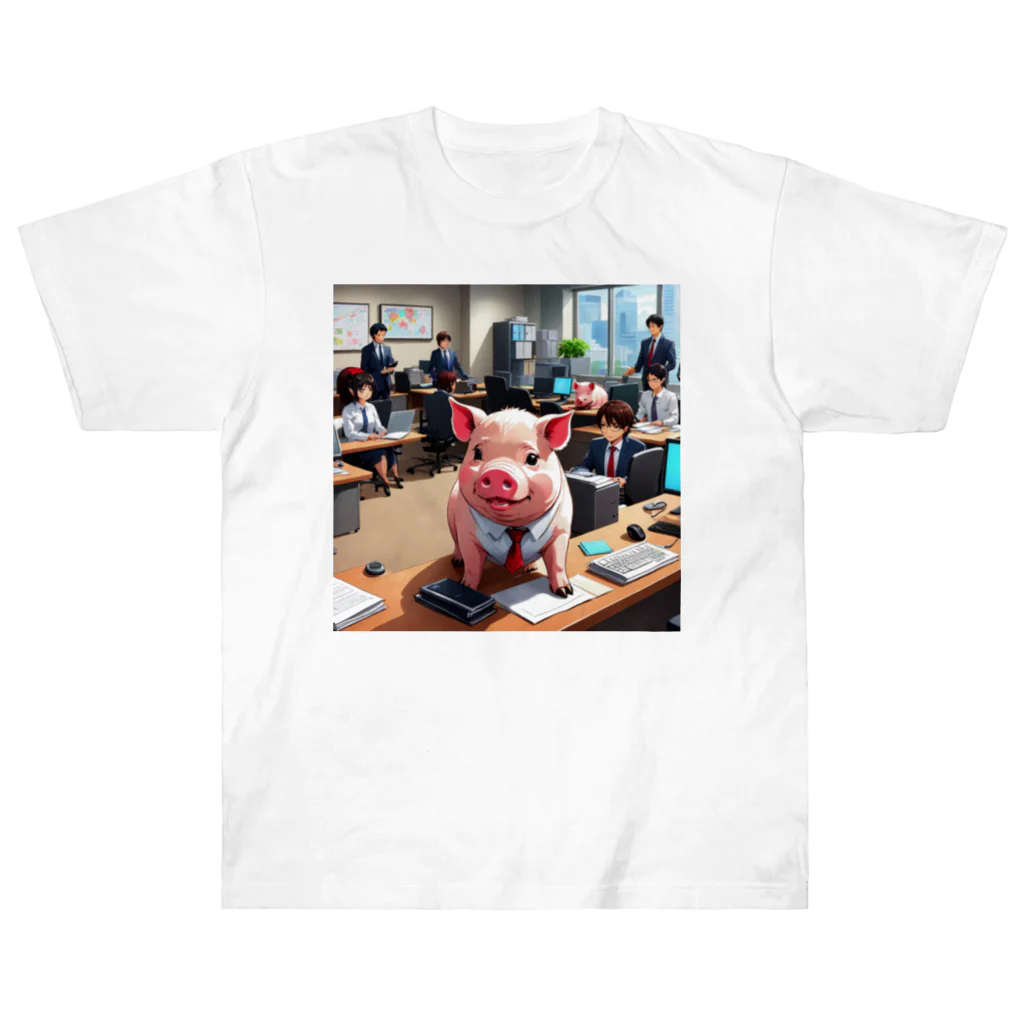 MTHの会社の組織改革を行うミニブタ Heavyweight T-Shirt