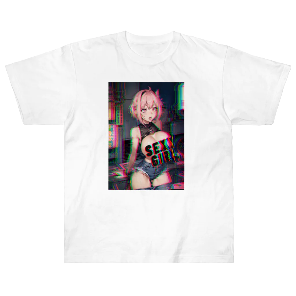 adultistのサイバーピンクセクシーガール Heavyweight T-Shirt