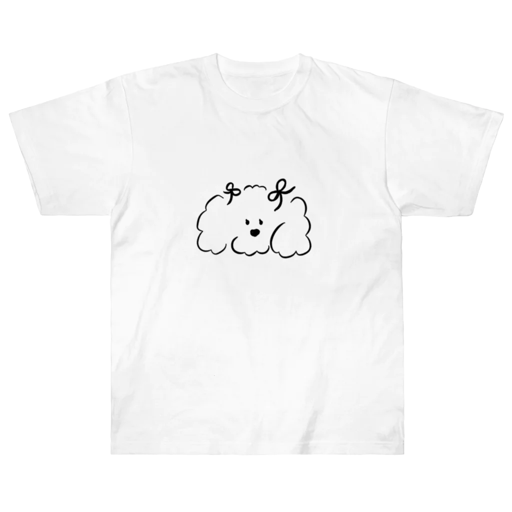 musubiのふわふわの白い犬/リボン Heavyweight T-Shirt