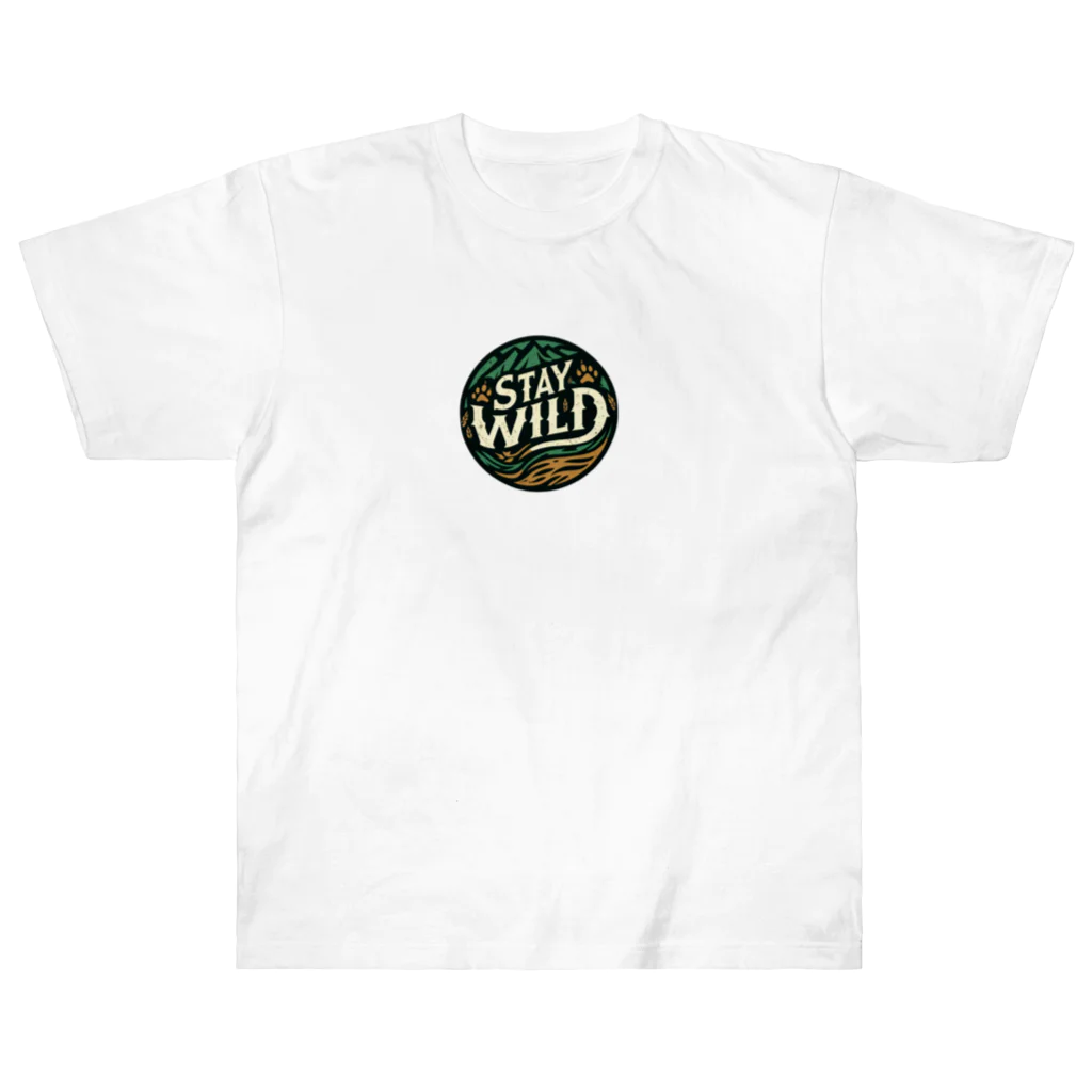 面白デザインショップ ファニーズーストアの**Stay Wild** - 野生を保て    -  ヘビーウェイトTシャツ