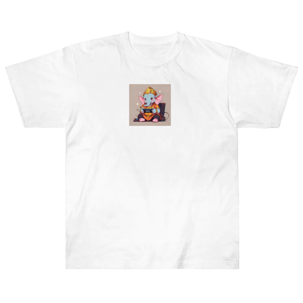 ganeshaのビデオゲームで遊ぶかわいいガネーシャ Heavyweight T-Shirt