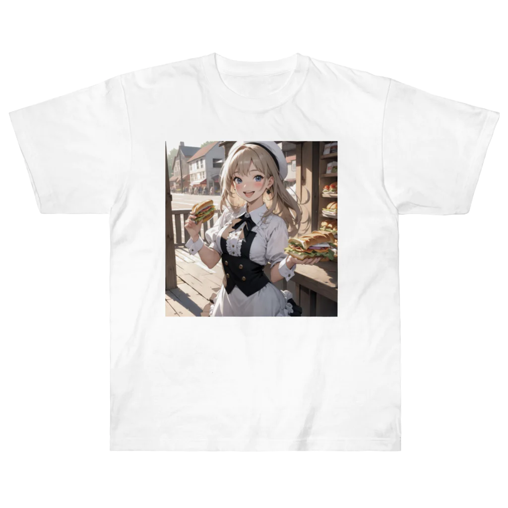 sgt-chikaraのパン屋の少女（AIイラスト） Heavyweight T-Shirt