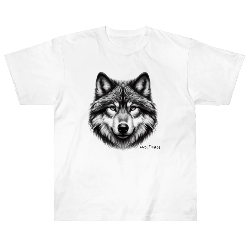 Golden-Cat358の狼の顔 かっこいい  ヘビーウェイトTシャツ