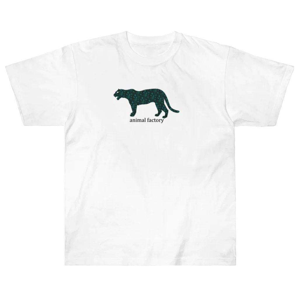 animal factoryのヒョウ ペイズリー柄 白Tシャツ　 ヘビーウェイトTシャツ