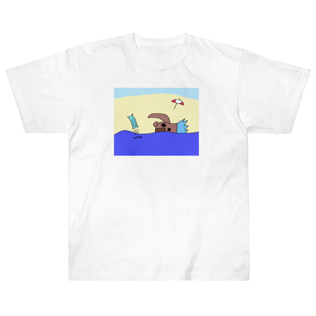 atelier_lapislazuliのくまはにわ 海水浴 Heavyweight T-Shirt