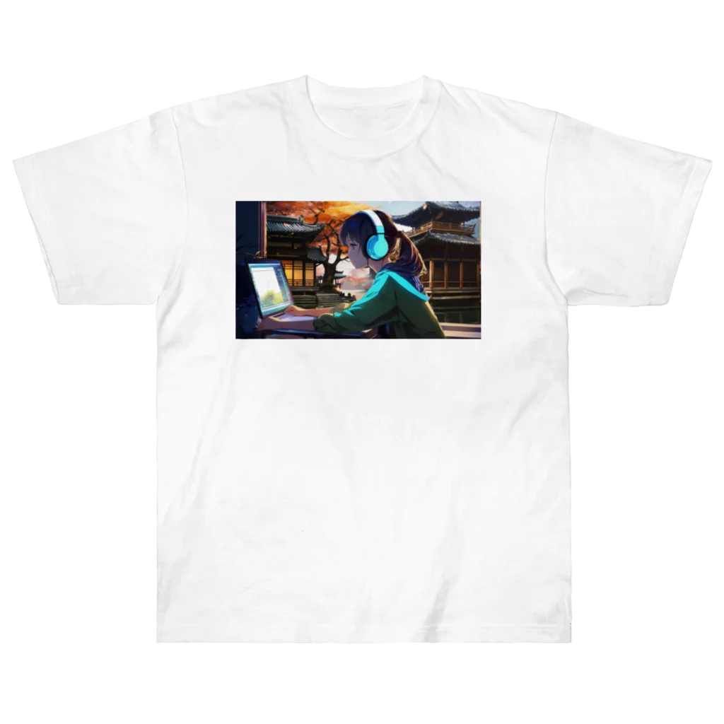 Nodoka Silence Library - WEB SHOPのTyping Girl Heavyweight T-Shirt