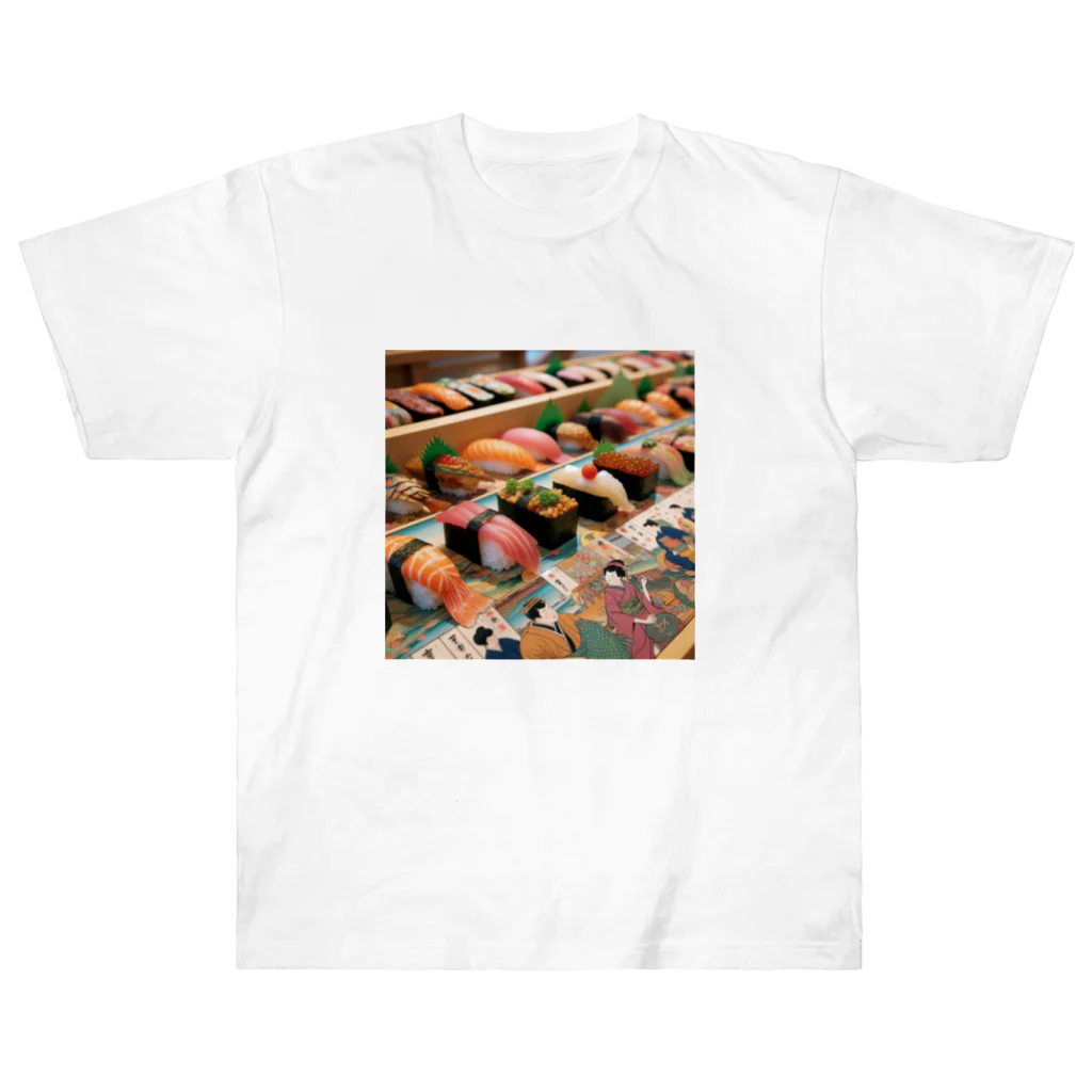 日本の風景 COOL JAPANの日本の風景:江戸前寿司、Japanese scenery: Edomae sushi Heavyweight T-Shirt