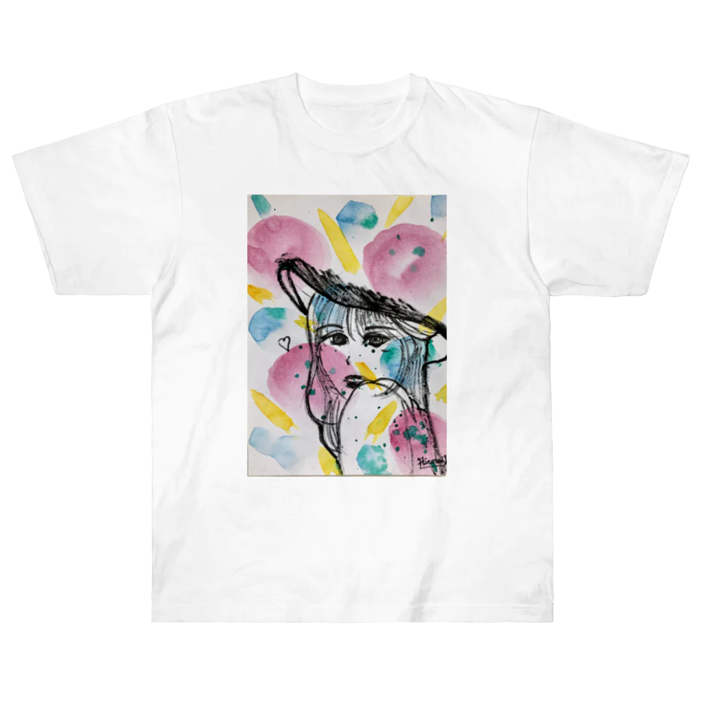 絵描き ひろみるん♪ オリジナル アートグッズSHOPのおとな女子イラスト Heavyweight T-Shirt