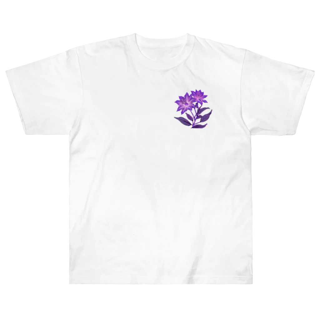 RetrowaveFlowerのRetrowaveFlower-ムラサキハナナ- ヘビーウェイトTシャツ