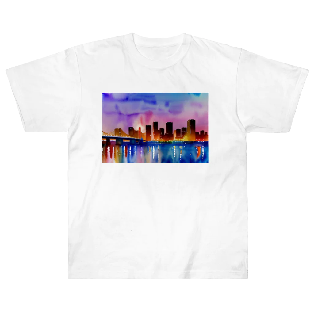 samenoa81の水彩画の夜景 Heavyweight T-Shirt