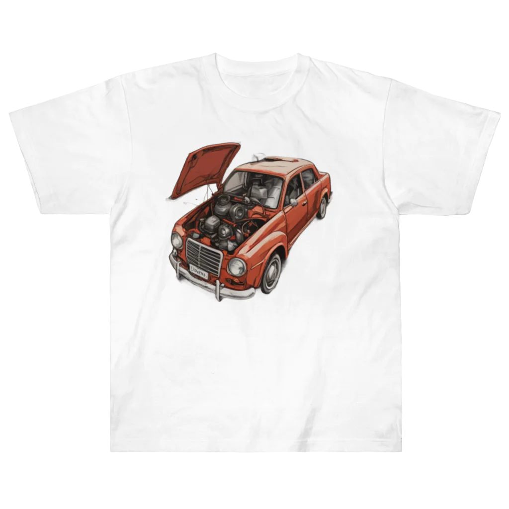 River book designのスポーティな赤い車がセンターに駐車。 Heavyweight T-Shirt