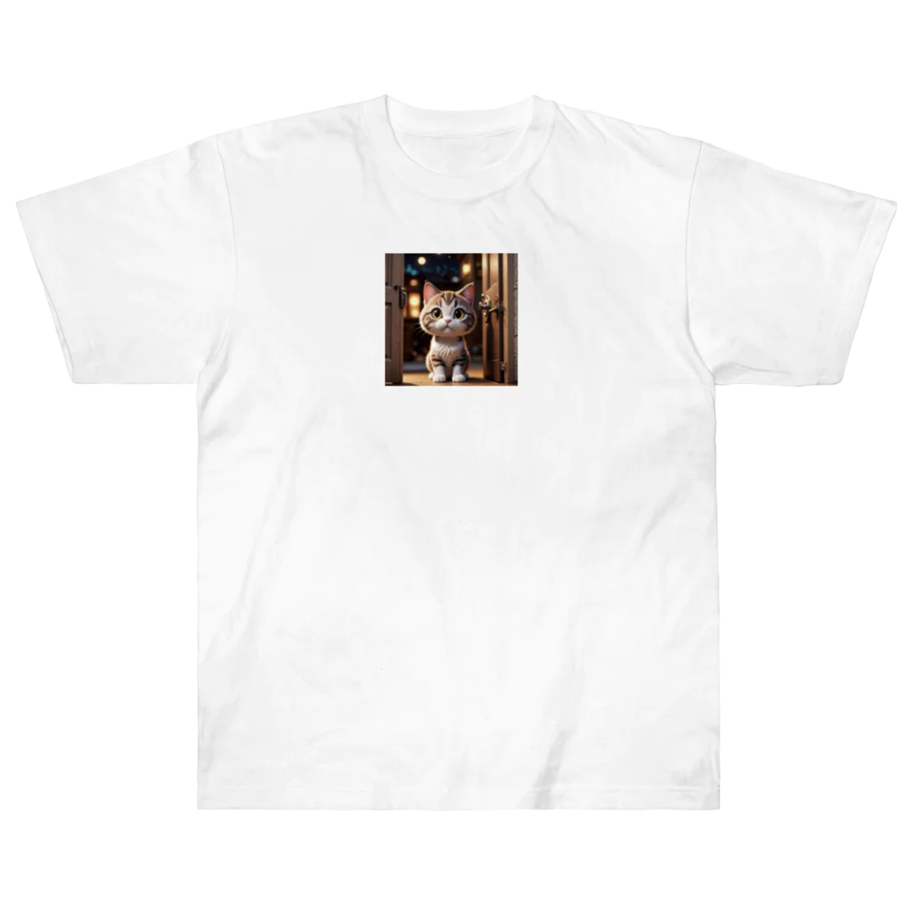 asnaynのドアを開ける猫ちゃん Heavyweight T-Shirt