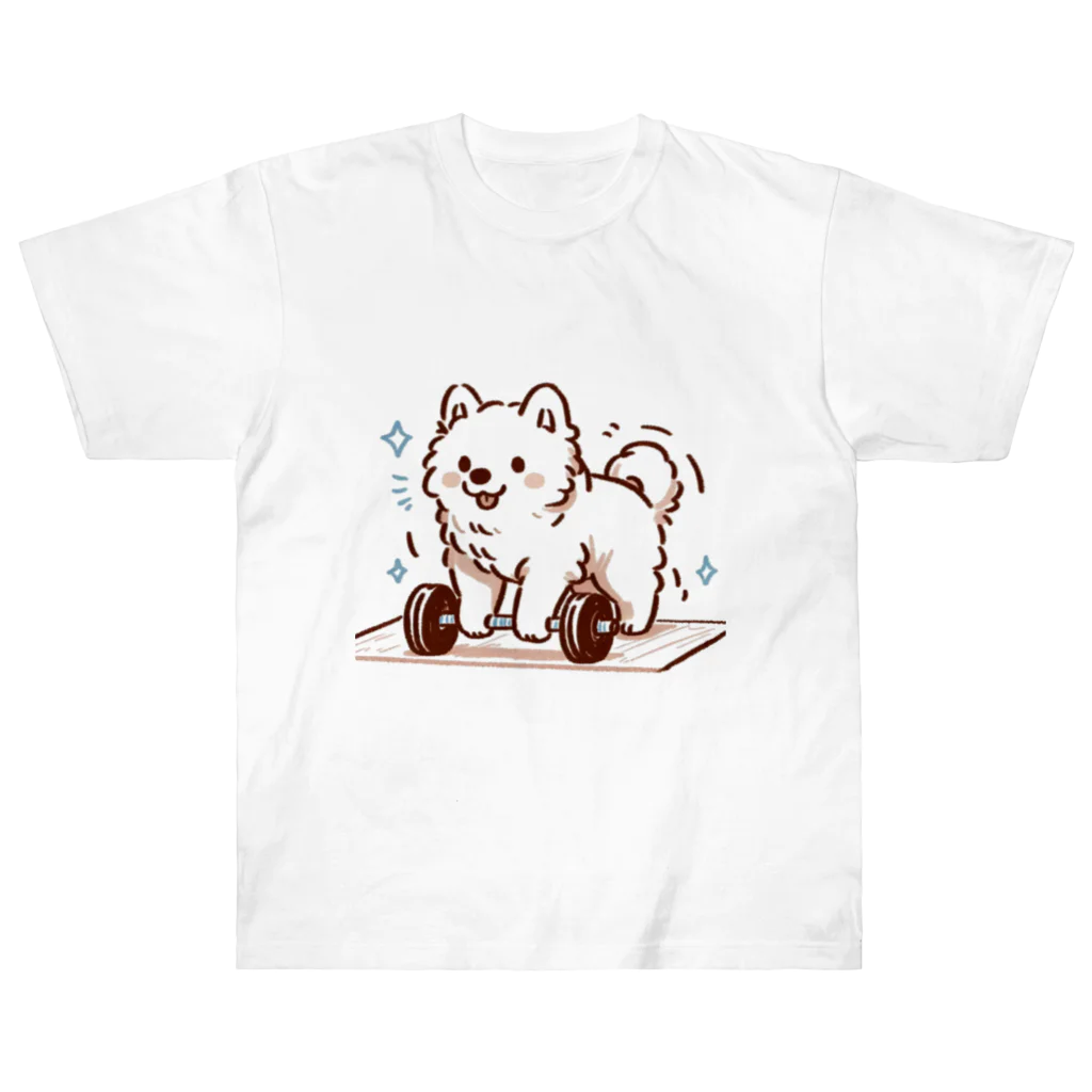 ke__to_isurugiの筋トレサモエド犬(女性向け) ヘビーウェイトTシャツ