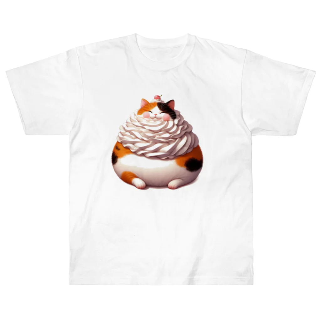 猫屋のクリーム三毛猫 Heavyweight T-Shirt