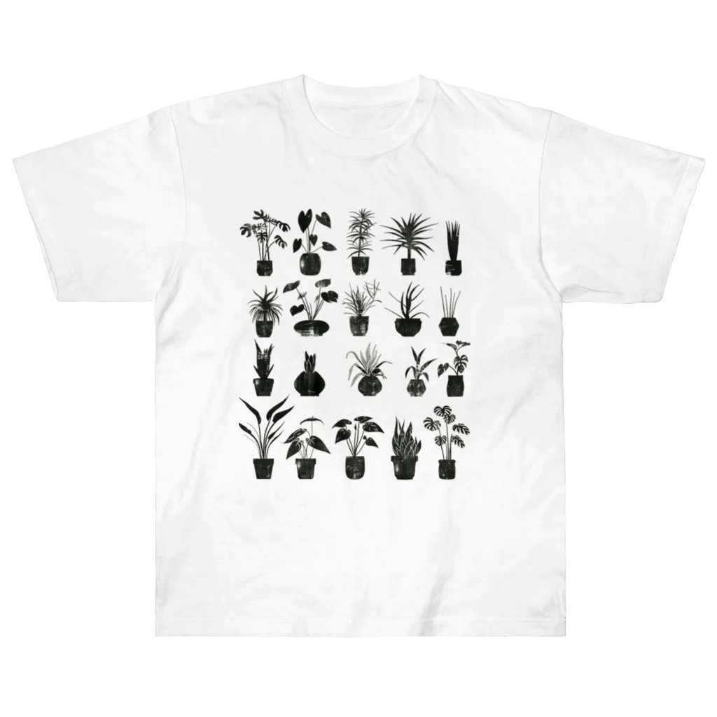 Chi3のモノクロームの植物園 ヘビーウェイトTシャツ