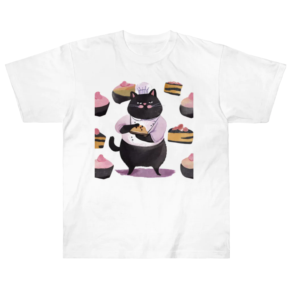 なまけものとみんなの太っちょ黒猫パティシエ Heavyweight T-Shirt