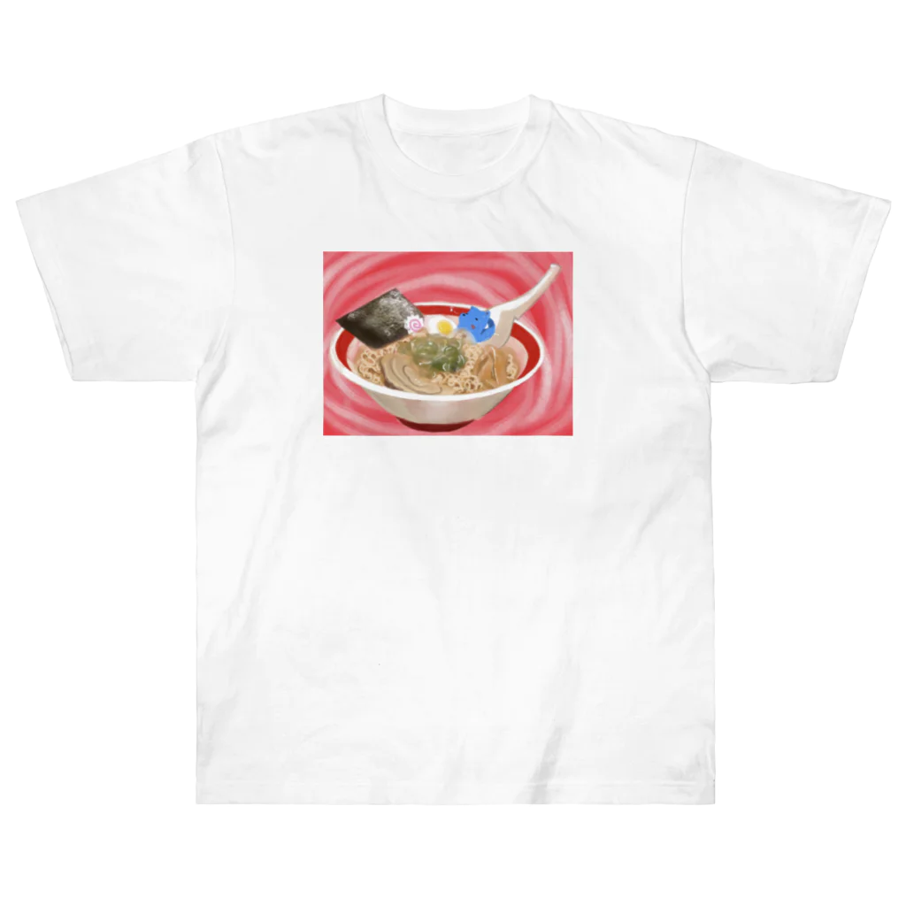 sayayanのラーメンどっぷりくん ヘビーウェイトTシャツ