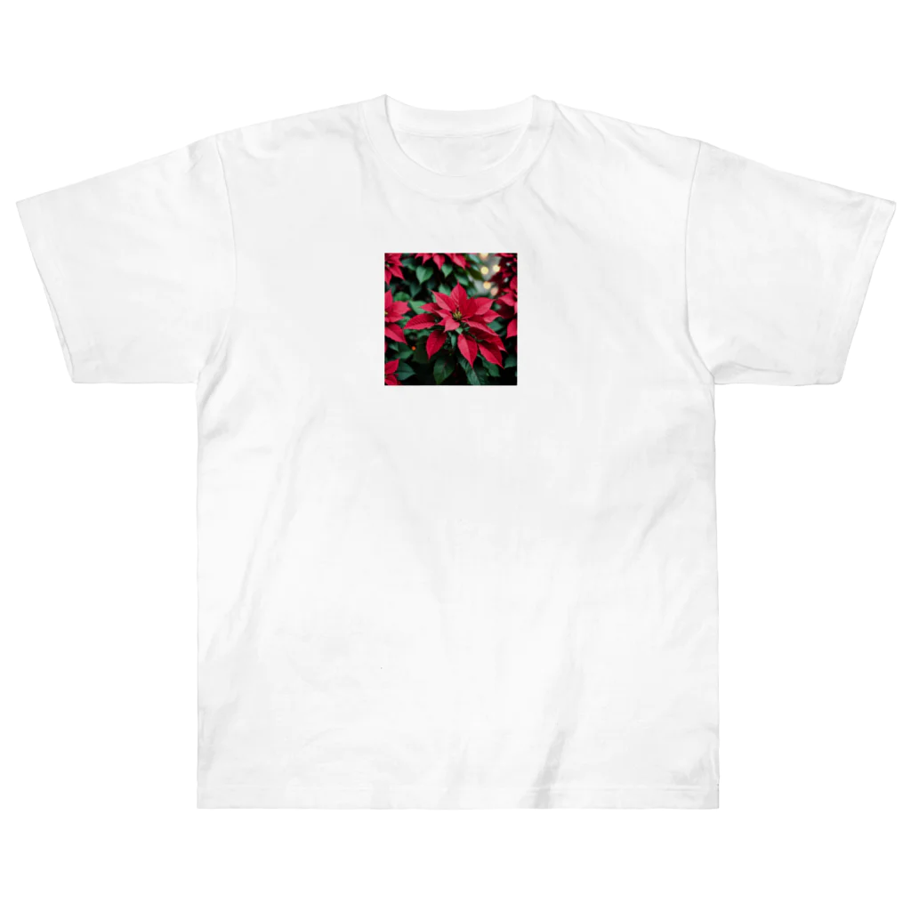 yohiti193の赤いポインセチア ヘビーウェイトTシャツ