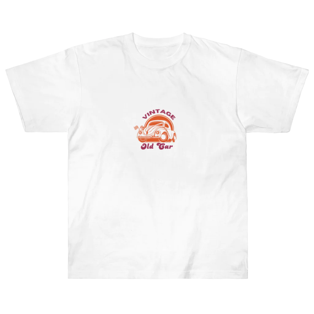 iijima mitsunoriのかわいいオールドカー ヘビーウェイトTシャツ